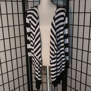 Torrid Mixed-Stripe Drape-Front Cardigan